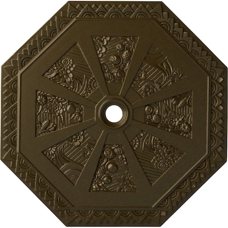 Ekena Millwork Spring Octagonal Ceiling Medallion (Fits Canopies up to 3"), 29 1/8"OD x 2 1/4"ID x 1 1/8"P, Brass CM30SPBRS